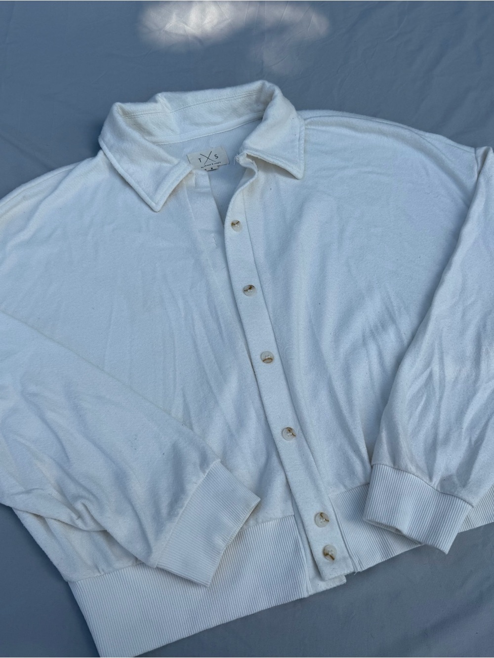 Thread & Supply White Bomber-Style Button Front Jacket